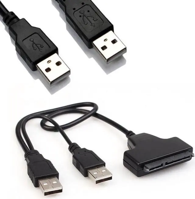 Alt view image 2 of 5 - Black 50cm Copper Cord USB to SATA Cable SATA7+15 Pin to USB SATA2.0 Adapter Cable for SATA notebook hard drive