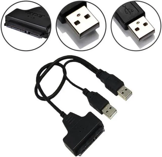 Main image of Black 50cm Copper Cord USB to SATA Cable SATA7+15 Pin to USB SATA2.0 Adapter Cable for SATA notebook hard drive