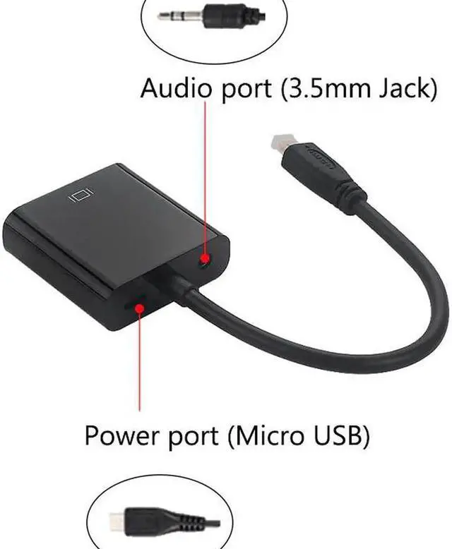 Alt view image 5 of 5 - to VGA Adapter Cable Male to Female + Audio Jack + USB Power Cable for Xbox|PS4/3 Camera|Cellphone|Raspberry Pi 4