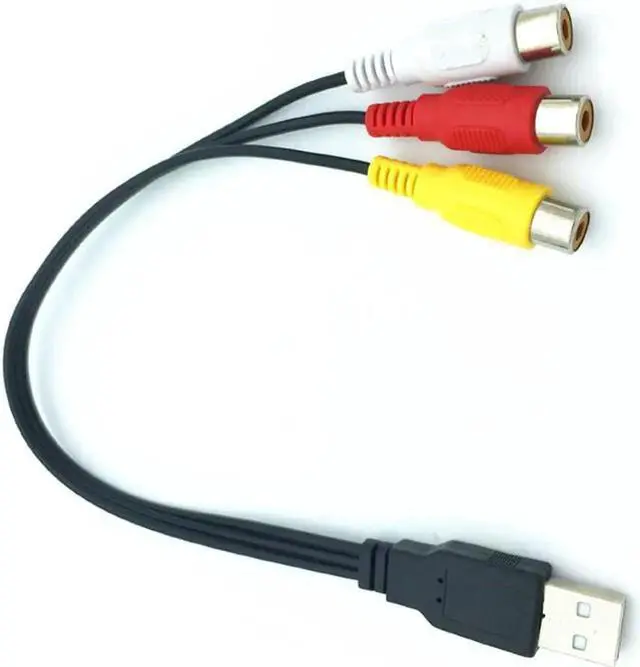 Alt view image 3 of 4 - Adaptateur USB mâle vers RCA femelle de 0.25M, câble convertisseur Audio et vidéo AV A/V, câble USB vers RCA pour HDTV
