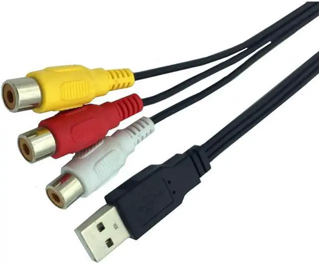 Main image of Adaptateur USB mâle vers RCA femelle de 0.25M, câble convertisseur Audio et vidéo AV A/V, câble USB vers RCA pour HDTV