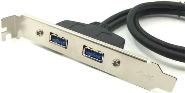 Alt view image 2 of 4 - Connecteur de câble, adaptateur carte mère vers 2 ports USB 3.0, avec support de plaque, fente PCI, 50 cm, panneau arrière, prise femelle