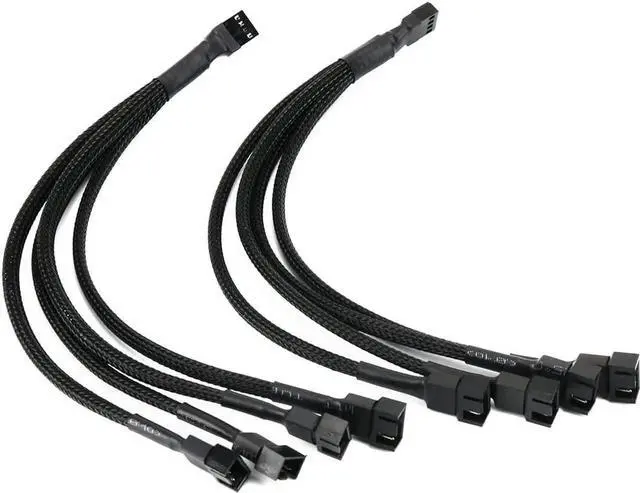 Main image of OIAGLH PWM Fan Splitter , 4 pin Adapter Cable Sleeved Braided Y Splitter for Desktop Computer CPU Fan Splitter PC 4 Pin Fan Extension Power Cable 1 to 4 Converter 10 inches (2 Pack)