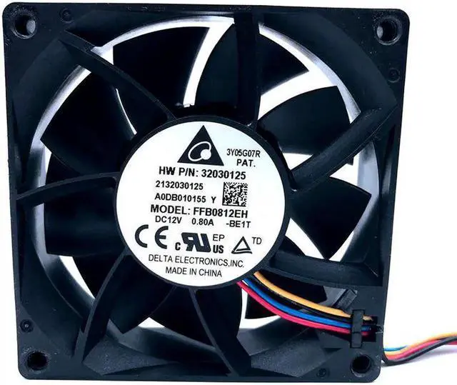 Alt view image 6 of 6 - 80mm PWM Cooling Fan 8cm FFB0812EH 80*80*25mm 12V 0.80A 6200RPM High Speed CFM Cooler 12V Dual Ball Bearing Fan,for Delta