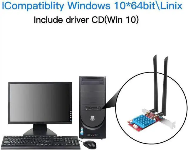 Alt view image 5 of 5 - 6 AX200 Pro Wireless Adapter Dual Band 2.4Gbps PCIe Wifi Card AX200 Gigabit Network Card 802.11AX Bluetooth 5.0