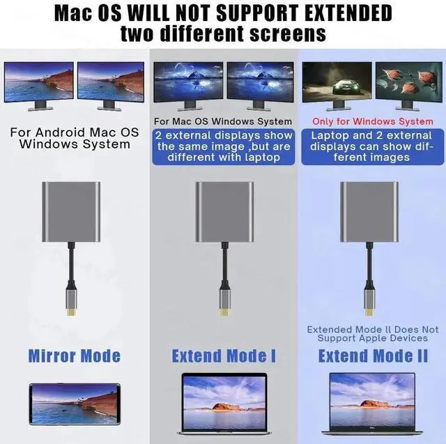 Alt view image 3 of 6 - USB C Hub Adapter 4K 61hz to Dual HDMI-compatible Screen Expansion Type C Docking Station For Macbook Laptop Mobile Phone PCColor: blue (2 in 1 hd vga)