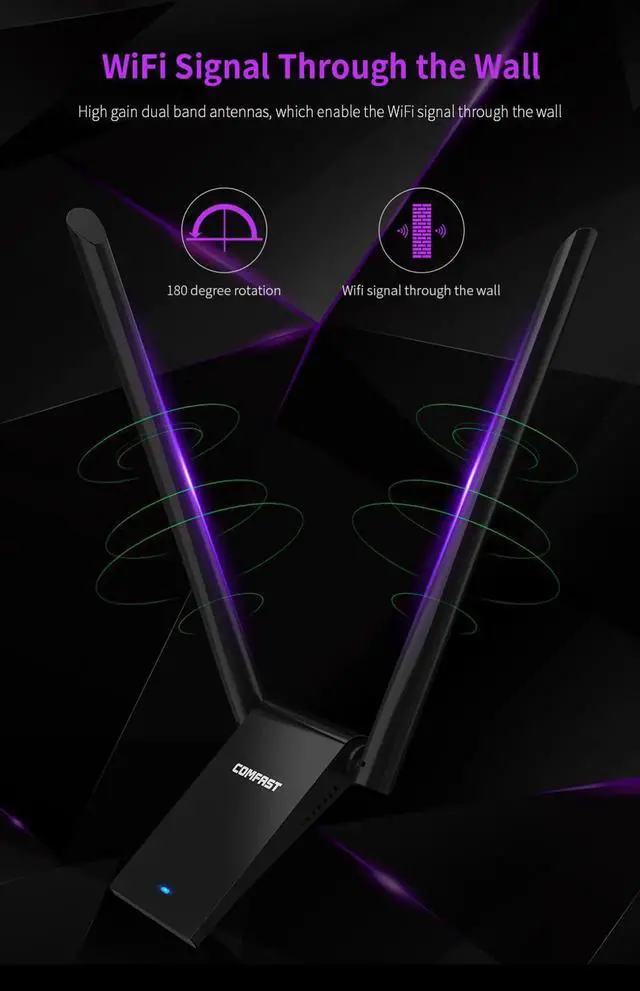 Alt view image 4 of 5 - High Power CF-WU783AC USB3.0 Wifi Adapter 1900Mbps Wi fi Adapter 5Ghz Antenna 2*6dbi USB AC Ethernet PC Wi-Fi Adapter Lan Dongle