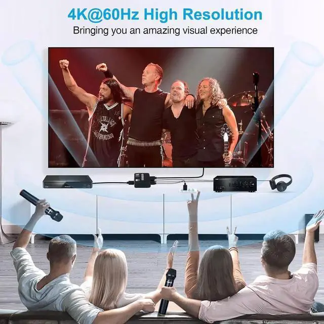 Alt view image 6 of 6 - 4K@60Hz HDMI 2.0b Audio Extractor Converter, HDMI to HDMI ARC + Optical Toslink SPDIF + 3.5mm Stereo Audio Output, HDMI Audio Splitter Adapter supporting HDCP2.2 Digital PCM DTS 5.1, including optical