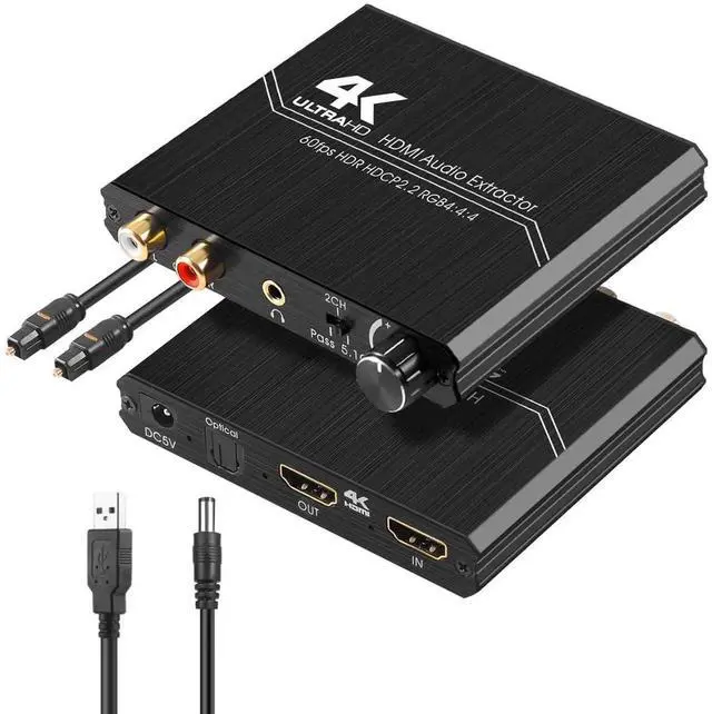 Main image of HDMI Audio Extractor Adapter 4K HDMI to HDMI with Optical SPDIF 3.5mm Stereo L/R Audio Converter Volume Control 4K/60Hz 4:4:4 HDR