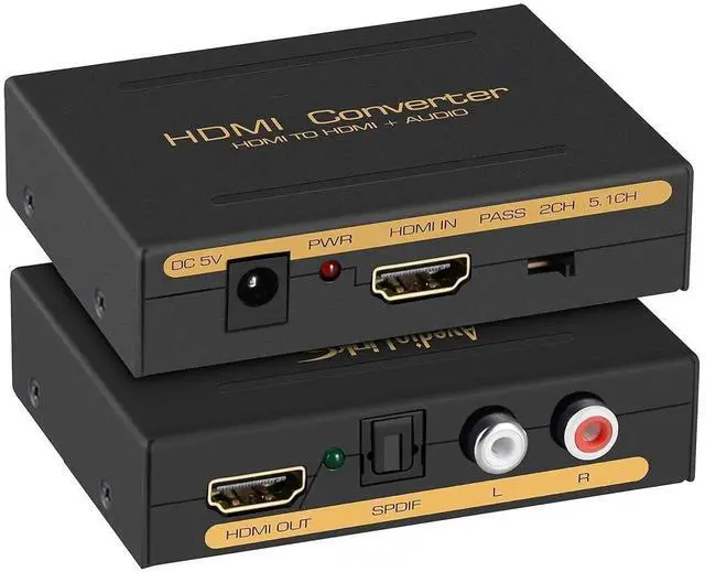 Main image of 4K HDMI Audio Extractor Splitter, 1080P HDMI to HDMI Audio Converter + Fiber Optic Toslink SPDIF + L/R Stereo Analog Audio, HDMI Audio Adapter for Fire Stick, Blu-ray Player (4K 30Hz Black)
