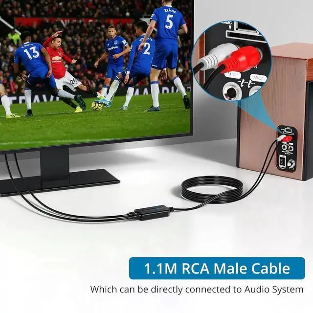 Alt view image 3 of 7 - 192kHz DAC Digital-to-Analog Audio Converter 7ft/2.1m Digital Audio Optical to RCA Male Cable for HDTV, DVD, Blu-ray Players and Game Consoles