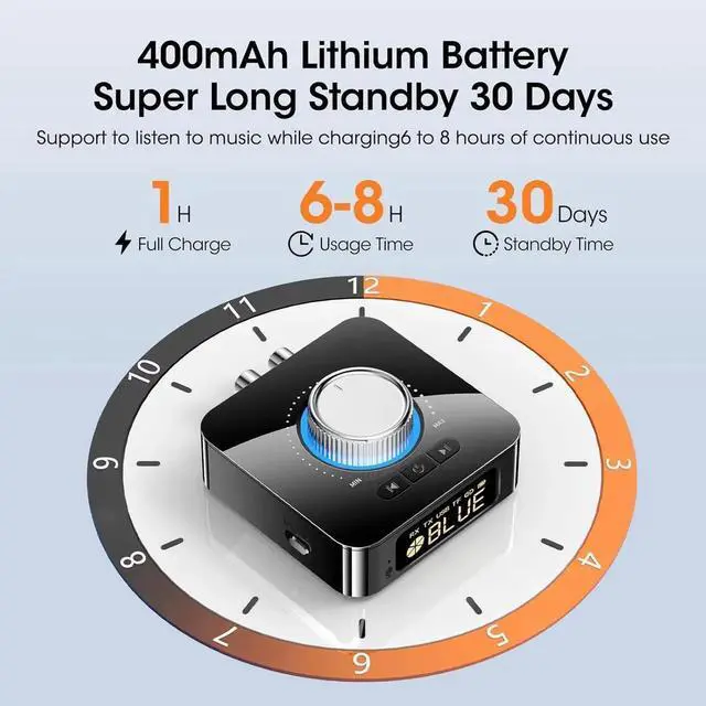 Alt view image 6 of 7 - 2-in-1 Bluetooth 5.0 Transmitter Receiver, Mini Wireless Bluetooth Jack Adapter 3.5mm AUX/RCA/TF/USB, Bluetooth Adapter for TV/Home/Car/PC/Headphones/Speakers