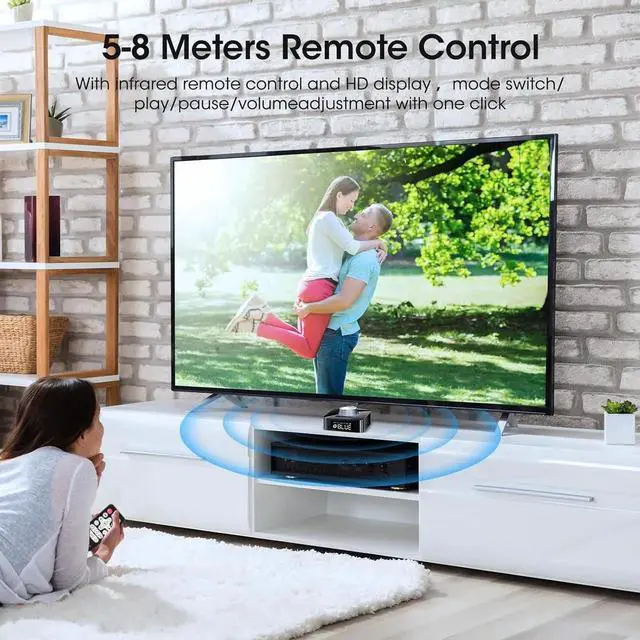 Alt view image 7 of 7 - 2-in-1 Bluetooth 5.0 Transmitter Receiver, Mini Wireless Bluetooth Jack Adapter 3.5mm AUX/RCA/TF/USB, Bluetooth Adapter for TV/Home/Car/PC/Headphones/Speakers