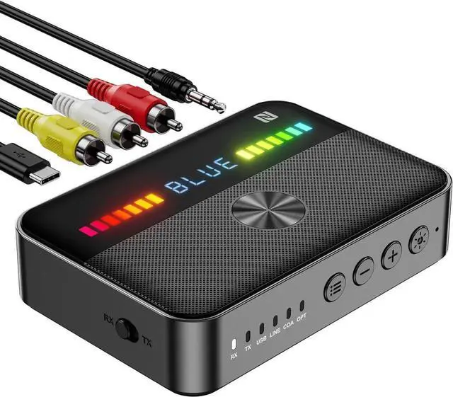 Main image of M13 RGB Bluetooth 5.3 Audio Receiver Transmitter, Bluetooth Audio Adapter for Older Home Stereo/Speaker TVs with Display, USB, RCA, 3.5mm AUX, DAC, Coaxial, Optical