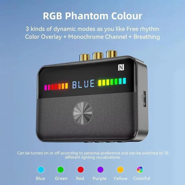 Alt view image 3 of 6 - M13 RGB Bluetooth 5.3 Audio Receiver Transmitter, Bluetooth Audio Adapter for Older Home Stereo/Speaker TVs with Display, USB, RCA, 3.5mm AUX, DAC, Coaxial, Optical