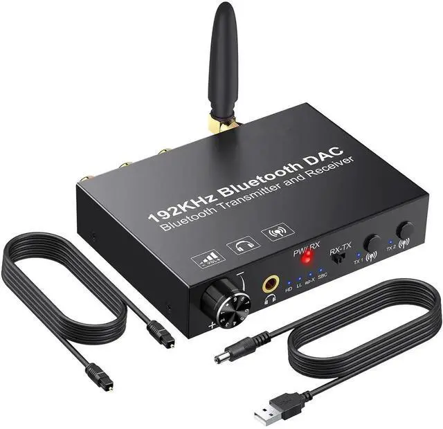 Main image of 192KHz DAC Bluetooth 5.0 Transmitter and Receiver, aptX HD and Low Latency Audio Adapter, Optical Coaxial to RCA L/R 3.5mm Jack Digital to Analog Converter for TV, Speakers, Headphones