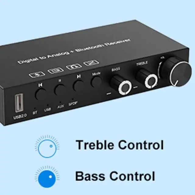 Alt view image 7 of 7 - USB 192KHz DAC Digital to Analog Converter with Headphone AmplifierBuilt-in Bluetooth V5.0 ReceiverMusic PlayerVolume Adjustable Digital SPDIF TOSLINK to Stereo L/R and 3.5mm Jack