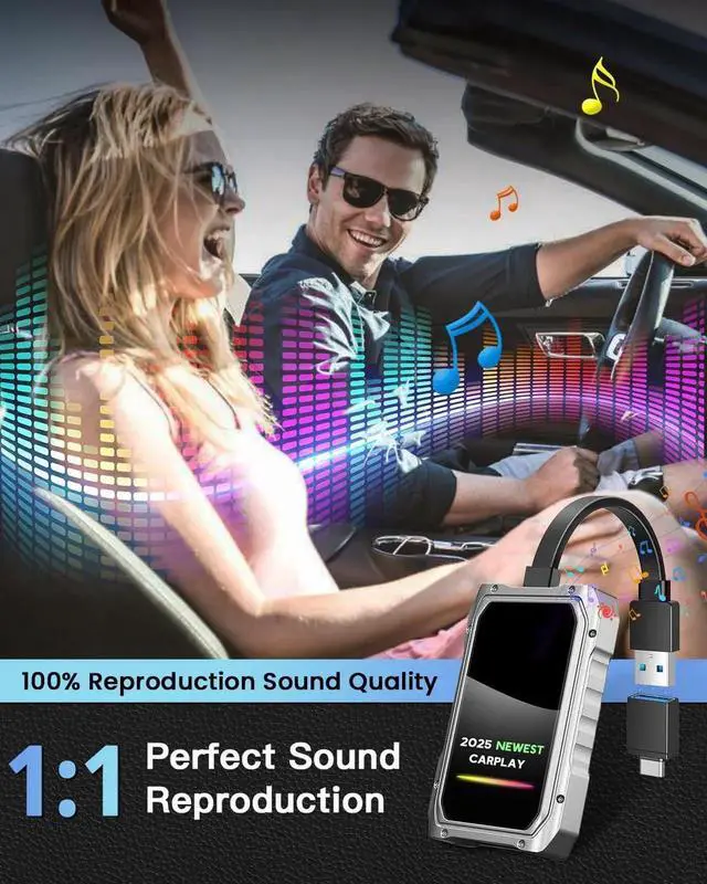 Alt view image 2 of 7 - 2025 Upgraded Wireless CarPlay Adapter for iPhone, Fastest and Stable 5G WiFi and 5.4 Bluetooth Apple CarPlay Dongle with RGB Lights, Compatible with iPhone 8+, Android Auto, 2017 Cars