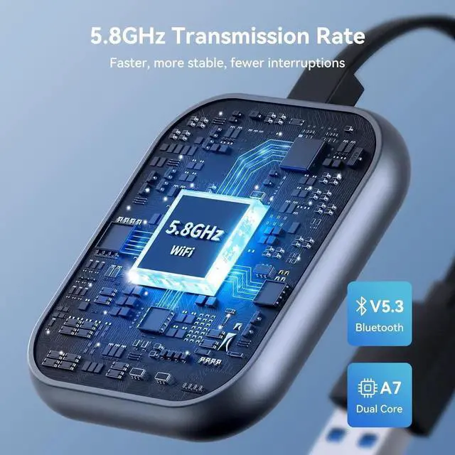 Alt view image 5 of 6 - Wireless CarPlay Adapter 2024 Upgraded, 2-in-1 Wireless CarPlay and Android Auto Adapter Converts Factory Wired CarPlay to Wireless, Plug and Play CarPlay Wireless Adapter, Compatible with iPhone/Andr