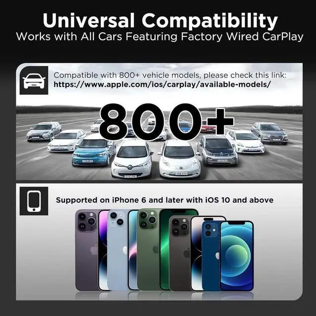 Alt view image 4 of 7 - Wireless CarPlay Adapter for Apple iPhone, Wireless Carplay USB Dongle Converter Wired Carplay to Wireless, Supports Online Updates Plug and Play, Suitable for Car Built-in Wired CarPlay (Carbon)