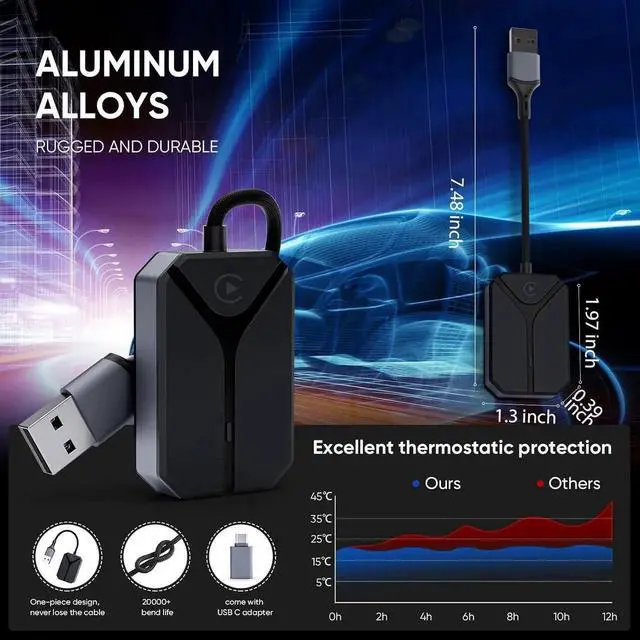 Alt view image 5 of 7 - Wireless Carplay Adapter for Apple, Easily upgrade from wired to wireless Carplay, Plug and Play Carplay dongle, No lag, Automatically connects to Carplay, Works with iPhone 6 or later/iOS10+