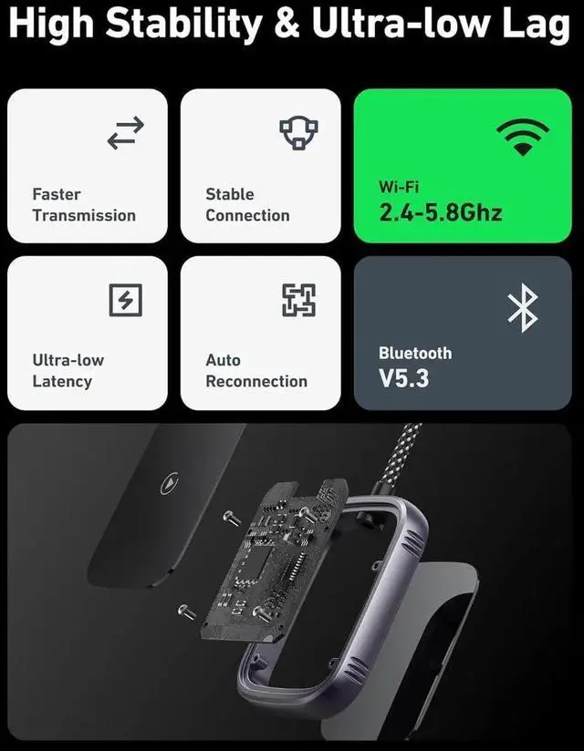 Alt view image 6 of 6 - Wireless Carplay Adapter, 2-in-1 CarPlay Wireless Adapter and Android Auto Wireless Adapter, 2024 Upgraded Auto-connect and Low Latency Wireless Car Play Dongle for Apple iPhone IOS10+ and Android 10+