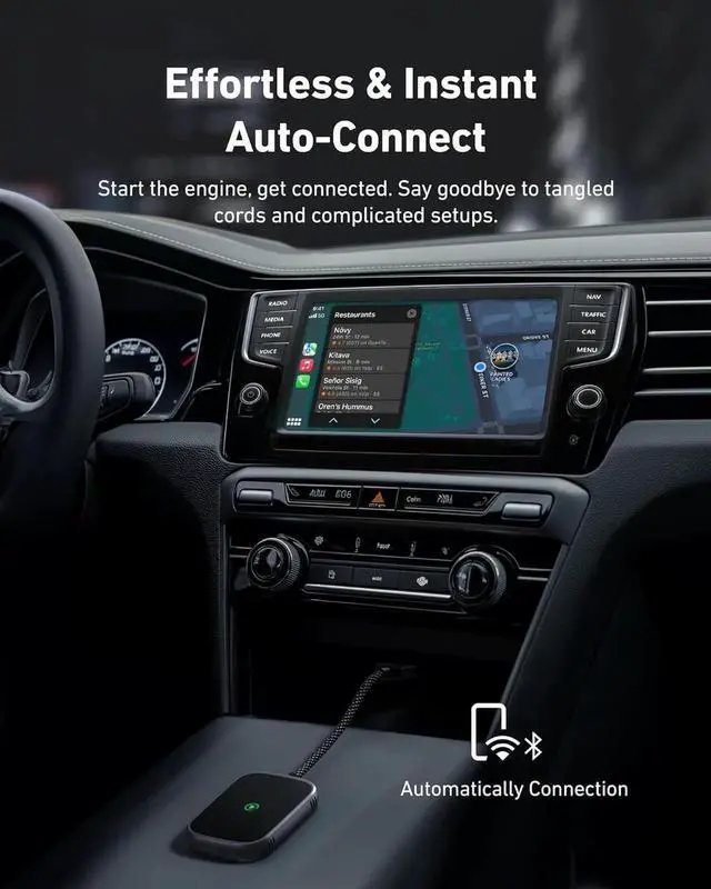 Alt view image 2 of 6 - Wireless Carplay Adapter, 2-in-1 CarPlay Wireless Adapter and Android Auto Wireless Adapter, 2024 Upgraded Auto-connect and Low Latency Wireless Car Play Dongle for Apple iPhone IOS10+ and Android 10+