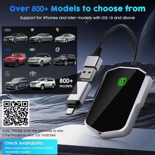 Alt view image 5 of 7 - Wireless CarPlay Adapter for Apple 2024, Convert OEM Wired to Wireless Carplay Dongle, Plug and Play Carplay Wireless Adapter for iPhone iOS 10+ Stable and Fast Connection Low Latency Wireless CarPlay