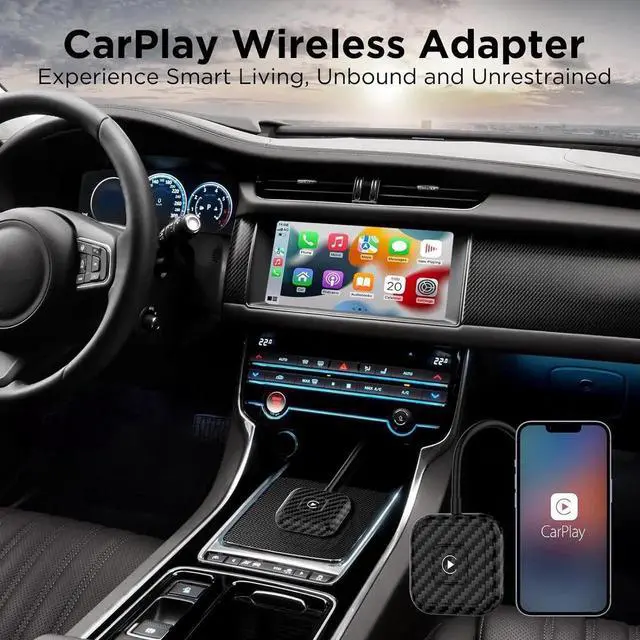Alt view image 2 of 7 - Wireless CarPlay Adapter for Apple iPhone, Wireless Carplay USB Dongle Converter Wired Carplay to Wireless, Supports Online Updates Plug and Play, Suitable for Car Built-in Wired CarPlay (Carbon)