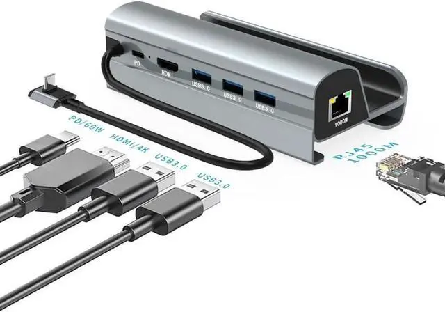 Alt view image 2 of 7 - USB-C Hub Docking Station LAN HDMI Compatible Steam Deck Aluminum