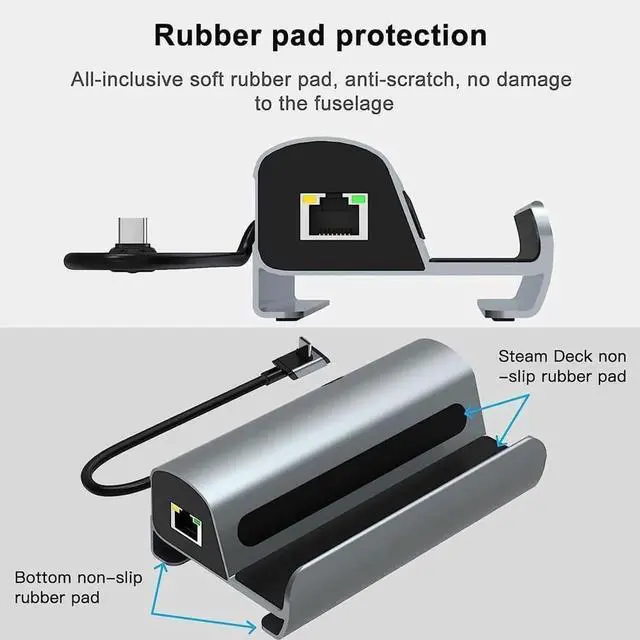 Alt view image 6 of 7 - USB-C Hub Docking Station LAN HDMI Compatible Steam Deck Aluminum
