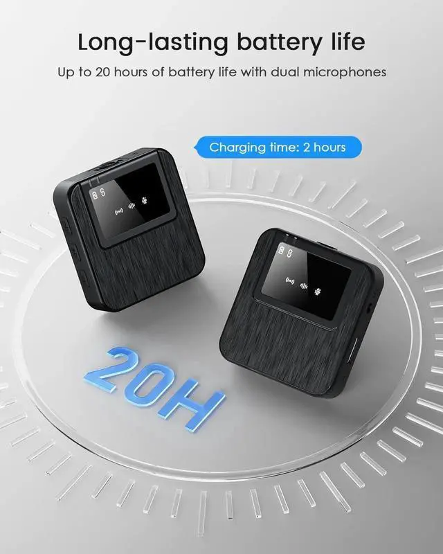 Alt view image 7 of 7 - 3-in-1 Pro Wireless Lavalier Microphone for iPhone, Android, Camera - 328-foot range, 20-hour battery, wireless microphone, noise cancellation for recording, live streaming, YouTube, TikTok