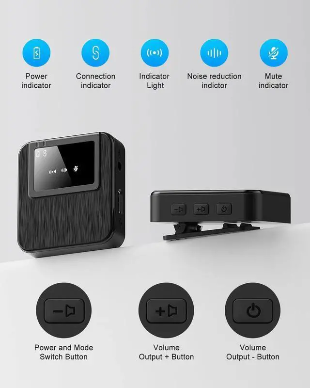 Alt view image 3 of 7 - 3-in-1 Pro Wireless Lavalier Microphone for iPhone, Android, Camera - 328-foot range, 20-hour battery, wireless microphone, noise cancellation for recording, live streaming, YouTube, TikTok