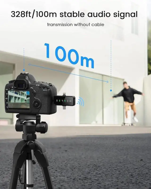 Alt view image 5 of 7 - 3-in-1 Pro Wireless Lavalier Microphone for iPhone, Android, Camera - 328-foot range, 20-hour battery, wireless microphone, noise cancellation for recording, live streaming, YouTube, TikTok