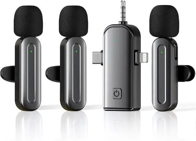 Main image of 3-in-1 Wireless Lavalier Microphone for iPhone, Android, USB-C, Camera, Built-in Noise Cancellation Chip Noise, Plug and Play, 2.4G Ultra-Low Latency Mini Mic for Interviews/tiktok/Vlogs/YouTube (3 Mi