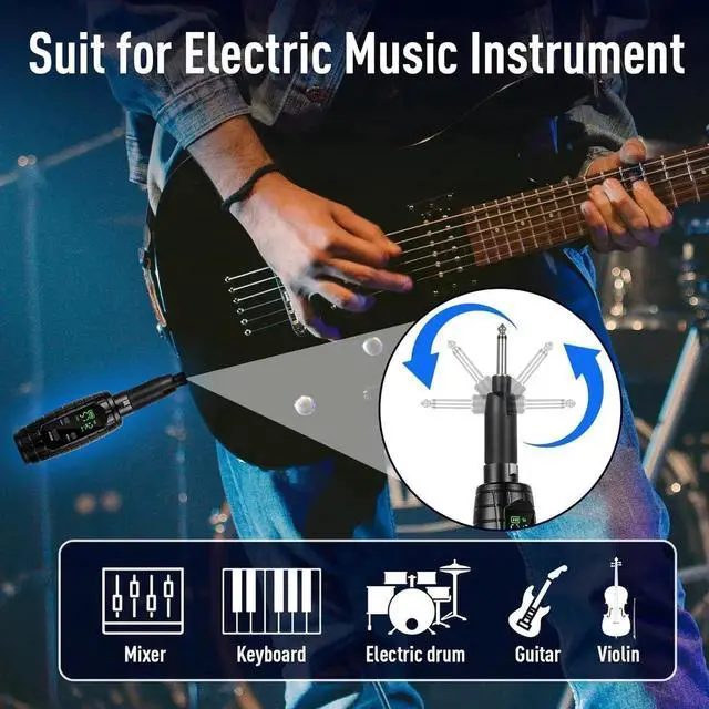 Alt view image 6 of 6 - UHF Wireless Microphone System, Transmitter and Receiver XLR Adapter for Dynamic Microphones, Guitars, Mixers, PA Systems, 16 Adjustable Frequencies, USB Rechargeable, 250ft Range