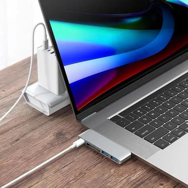 Alt view image 6 of 6 - USB C Hub Thunderbolt 3 Dock with HDMI-compatible Adapter TF SD Reader PD 3.0 for for MacBook Pro/Air 2018 - 2020Length: <=0.5m (0.5m and below)
Color: Grey (7 in 1 hub type 1)