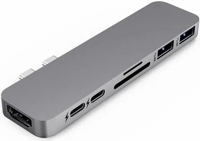 Alt view image 5 of 6 - USB C Hub Thunderbolt 3 Dock with HDMI-compatible Adapter TF SD Reader PD 3.0 for for MacBook Pro/Air 2018 - 2020Length: <=0.5m (0.5m and below)
Color: Grey (7 in 1 hub type 1)