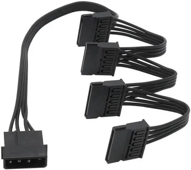 Alt view image 4 of 5 - M-olex 4pin IDE 1 to 4 SATA 15Pin Hard Drive Power Supply Splitter Cable for DIY PC Sever 18AWG 4-pin to 15-pin Power