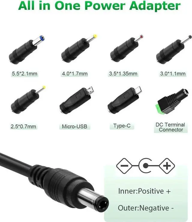 Alt view image 6 of 6 - 5V 1A DC Power Adapter 5W AC/DC Charger AC 100V-240V to DC 5 Volt 1Amp 0.5A Replacement Power Cord for Security Cameras Baby Monitor Graco Swing TV Box Raspberry Pi Type C with 8TIPS
