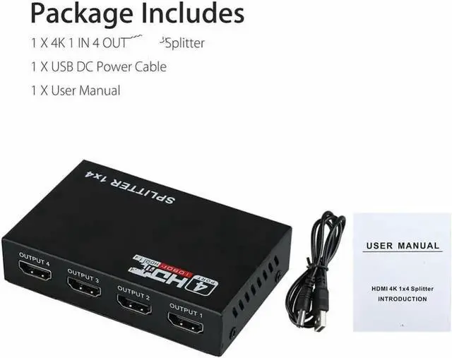 Alt view image 2 of 6 - 3D 1080P HDMI-compatible Splitter HDCP 1 in 4 out Power Signal Amplifier 1x7 Audio Spliter Switch HD Converter AdapterLength: 1.5m (EU Plug)
Color: Other (1x4 Splitter)