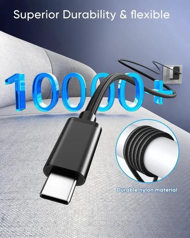 Alt view image 2 of 7 - 65W USB C Fast Charger for Steam Deck and ROG Ally, PD 3.0 Collapsible AC Adapter with 6.6ft USB-C Charging Cable, Steam Deck TV Dock/PS Portal/Nintendo Switch 2 Charger Accessory