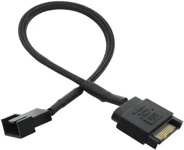 Main image of Black Sleeved 30cm Cooler Cooling Fan Splitter Power Cable 12V SATA To Multiport 3/4Pin Connector for M-olex IDE Computer PC DIY(SATA 1 to 1)