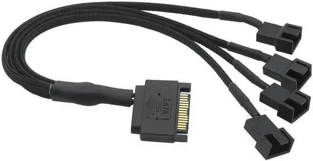 Alt view image 5 of 5 - 4pin IDE M-olex to 4-Port 3Pin/4Pin Power Supply Plug Cooler Cooling Fan Splitter Power Cable Wire for PC Computer