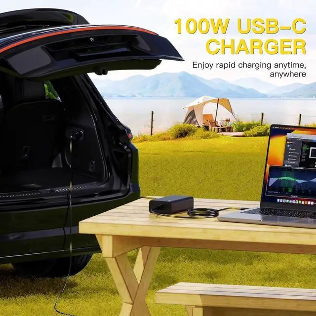 Alt view image 4 of 7 - 100W USB-C Laptop Car Charger for Dell Latitude/XPS/Precision, MacBook Pro/Air, HP Spectre/Elitebook, for Lenovo ThinkPad/Yoga/IdeaPad, Acer Chromebook/Swift, Google, Samsung, Zenbook, Car Laptop Char