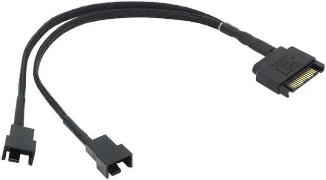 Main image of Black Sleeved 30cm Cooler Cooling Fan Splitter Power Cable 12V SATA To Multiport 3/4Pin Connector for M-olex IDE Computer PC DIY(SATA 1 to 2)