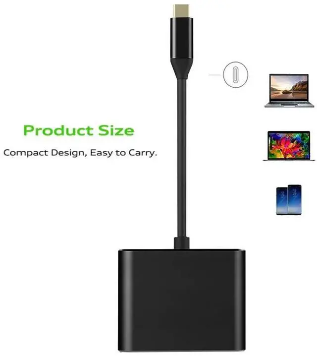 Alt view image 2 of 6 - USB C Hub Dock Type C to USB3.0 4K HDMI-compatible PD Adapter Splitter Converter for Macbook Pro Samsung S9 S10 Huawei P20 P33Color: Black (black)
