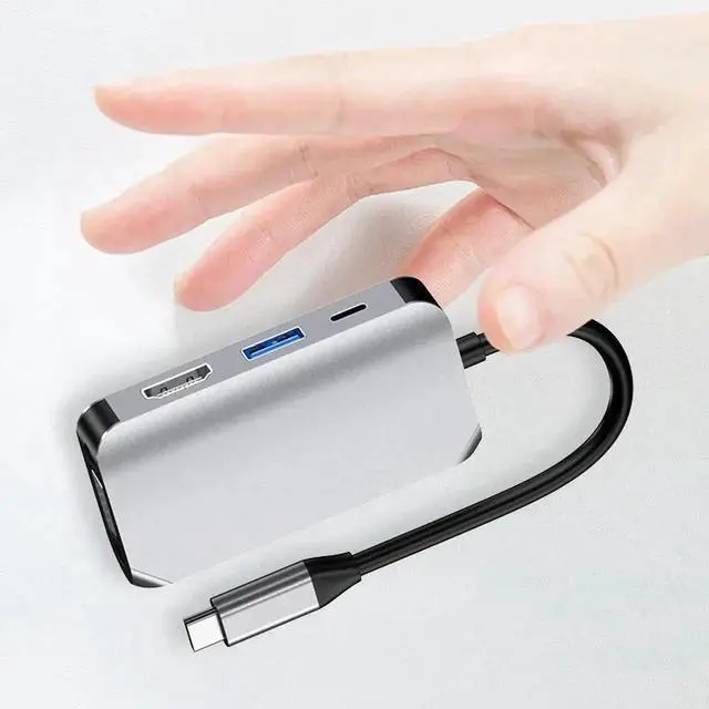 Alt view image 2 of 6 - USB C to HDMI-compatible vga Hub Adapter USB-C Dock with USB 3.0 for MacBook Pro Accessories Type C 3.4 SplitterLength: Other (standard)
Color: White (4 in 1 hub 100w)