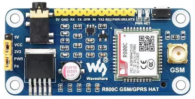 Main image of R800C GSM/GPRS HAT for Raspberry Pi Series & Jetson Nano, Support 2G Communication, Phone Call & SMS