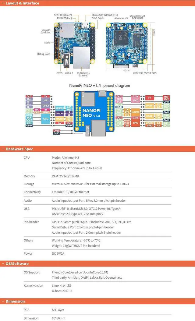Alt view image 4 of 5 - NanoPi NEO Open Source Allwinner H3 Development Board Super Raspberry Pie Quad-core Cortex-A7 DDR3 RAM 512MB Run Ubuntu Core